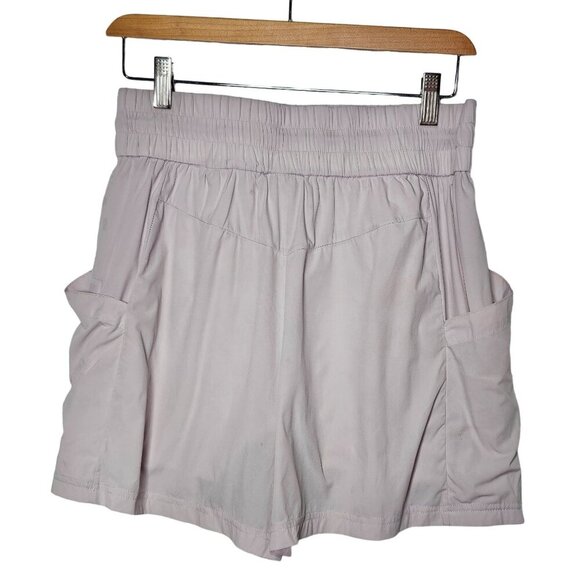 SWEATY BETTY Swift Running Shorts Drawstring Lined Pockets Cream/Pink Women 8/10 - Picture 2 of 9